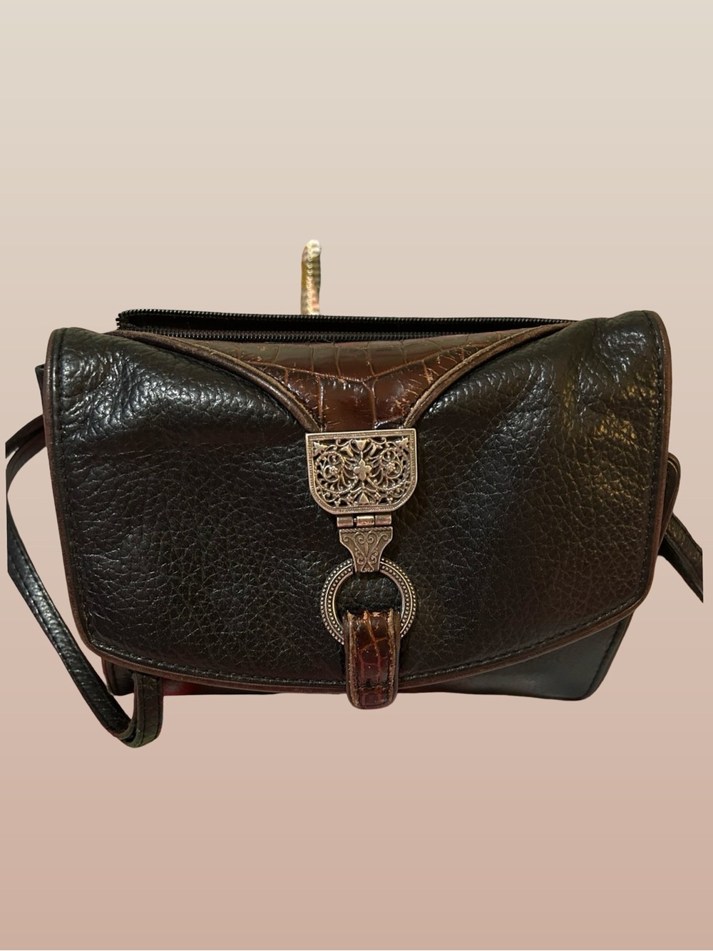 GOOD PLUS CONDITION! BRIGHTON NEPAL ORGANIZATION PEBBLE LEATHER CROSSBODY PURSE! - Picture 10 of 16